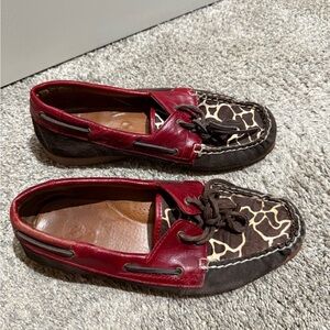 Ariat Red and Brown Moccasins with Classic Stitching